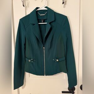 White House Black Market Teal Zip Front Blazer
